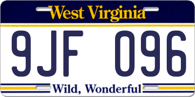 WV license plate 9JF096