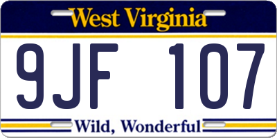 WV license plate 9JF107