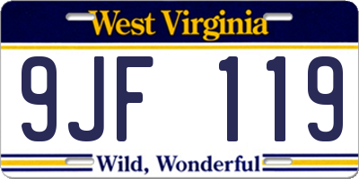 WV license plate 9JF119