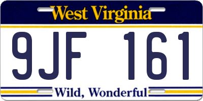 WV license plate 9JF161