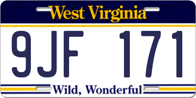 WV license plate 9JF171
