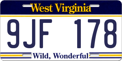 WV license plate 9JF178