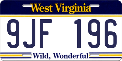 WV license plate 9JF196