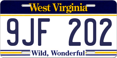 WV license plate 9JF202
