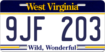 WV license plate 9JF203