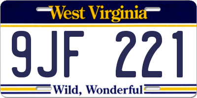 WV license plate 9JF221