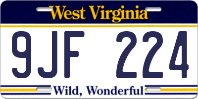 WV license plate 9JF224