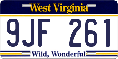 WV license plate 9JF261