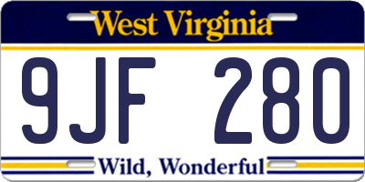 WV license plate 9JF280