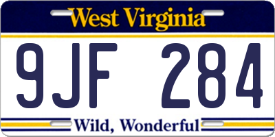 WV license plate 9JF284