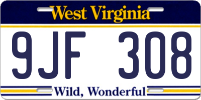 WV license plate 9JF308