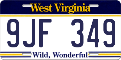 WV license plate 9JF349