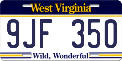 WV license plate 9JF350