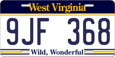WV license plate 9JF368