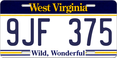 WV license plate 9JF375