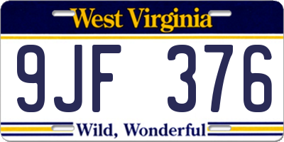 WV license plate 9JF376