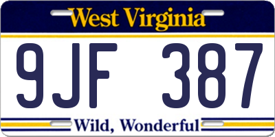 WV license plate 9JF387