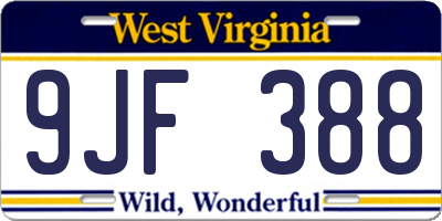 WV license plate 9JF388