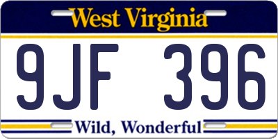 WV license plate 9JF396