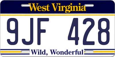 WV license plate 9JF428