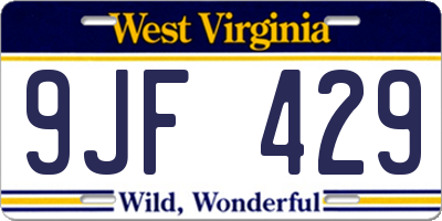 WV license plate 9JF429