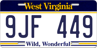 WV license plate 9JF449
