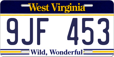 WV license plate 9JF453