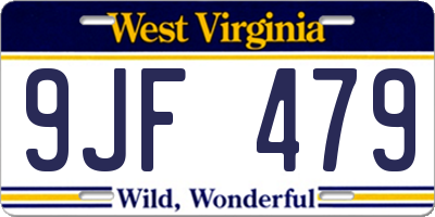 WV license plate 9JF479