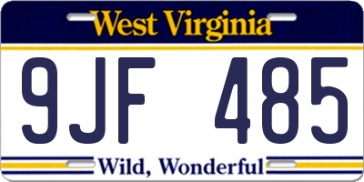 WV license plate 9JF485