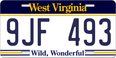 WV license plate 9JF493