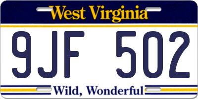 WV license plate 9JF502