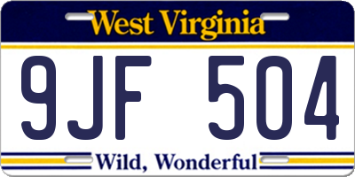WV license plate 9JF504