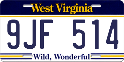 WV license plate 9JF514