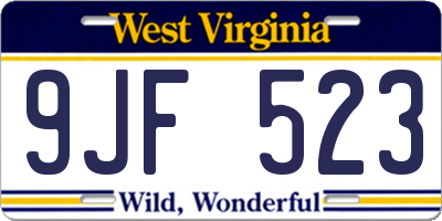 WV license plate 9JF523