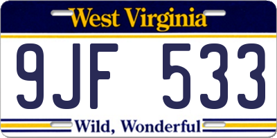 WV license plate 9JF533