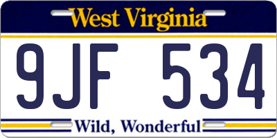 WV license plate 9JF534