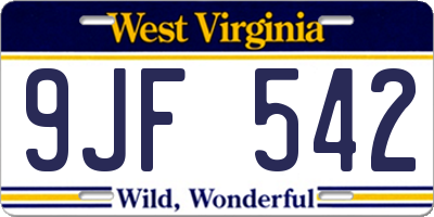 WV license plate 9JF542