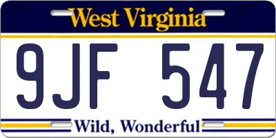 WV license plate 9JF547