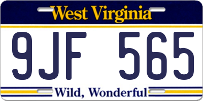 WV license plate 9JF565