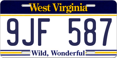 WV license plate 9JF587