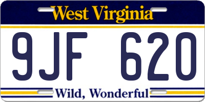 WV license plate 9JF620