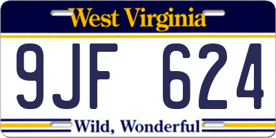 WV license plate 9JF624