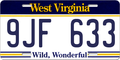 WV license plate 9JF633