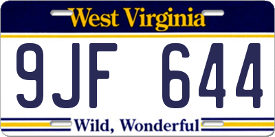 WV license plate 9JF644
