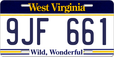 WV license plate 9JF661