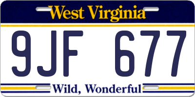 WV license plate 9JF677