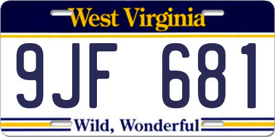 WV license plate 9JF681