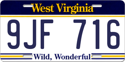 WV license plate 9JF716