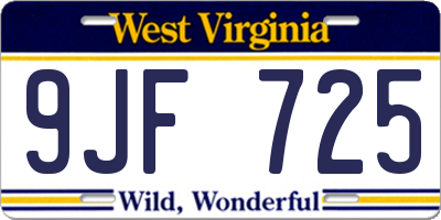 WV license plate 9JF725