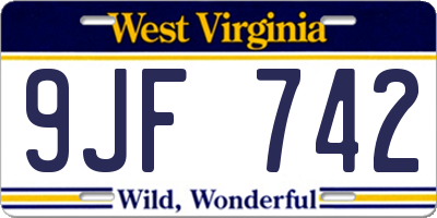 WV license plate 9JF742